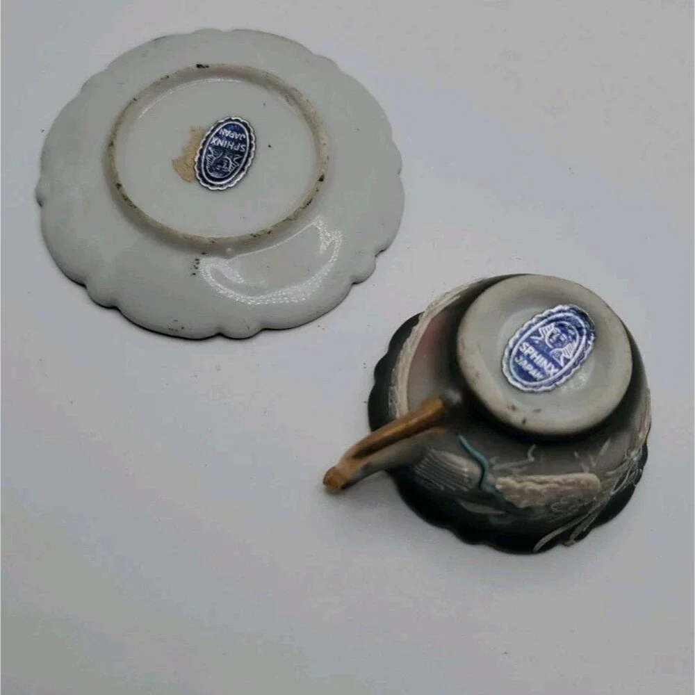VINTAGE 1950'S MINIATURE DRAGONWARE CUP AND SAUCER SET